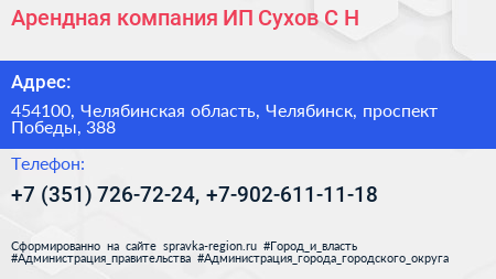 Арендная компания ИП Сухов С Н  - визитка