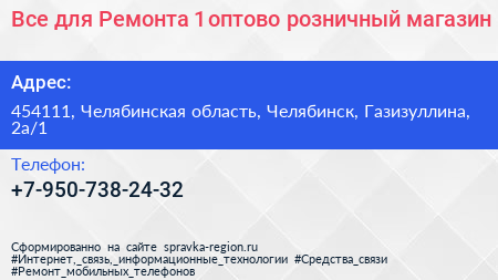 Все для Ремонта 1 оптово розничный магазин - визитка
