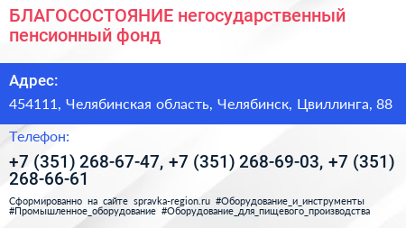 БЛАГОСОСТОЯНИЕ негосударственный пенсионный фонд - визитка