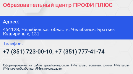 Образовательный центр ПРОФИ ПЛЮС - визитка