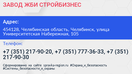 ЗАВОД ЖБИ СТРОЙБИЗНЕС - визитка
