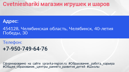 Cvetnieshariki магазин игрушек и шаров - визитка