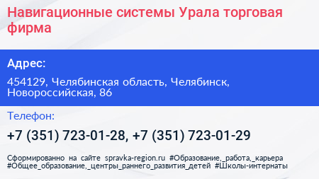 Навигационные системы Урала торговая фирма - визитка