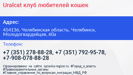 Uralcat клуб любителей кошек - визитка