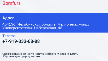 Нажмите, чтобы скачать визитку Bomfurs - визитка