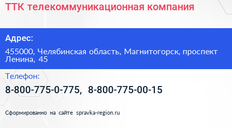 ТТК телекоммуникационная компания - визитка