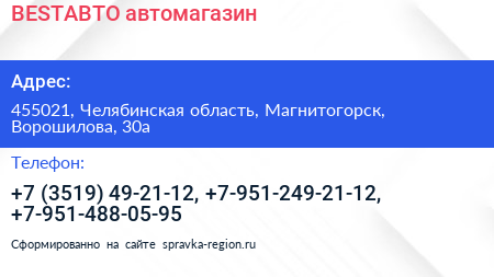 Нажмите, чтобы скачать визитку BESTABTO автомагазин - визитка