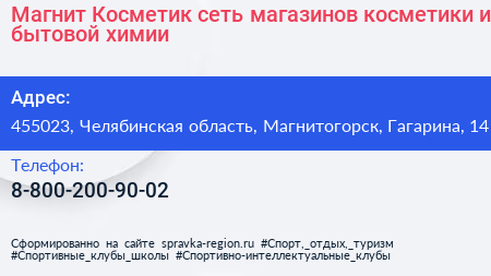 Магнит Косметик сеть магазинов косметики и бытовой химии - визитка