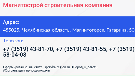Магнитострой строительная компания - визитка