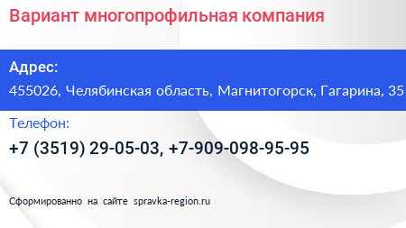 Вариант многопрофильная компания - визитка