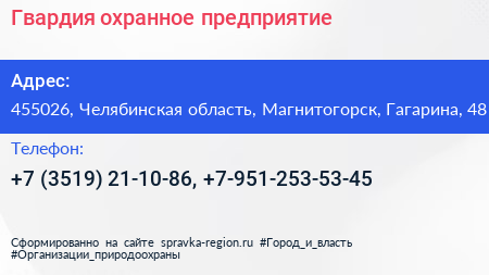 Гвардия охранное предприятие - визитка