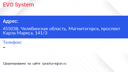EVO System - визитка