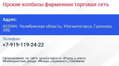 Нажмите, чтобы скачать визитку Орские колбасы фирменная торговая сеть - визитка