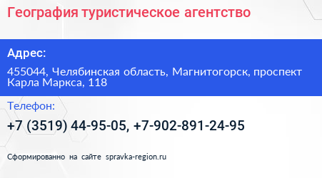 География туристическое агентство - визитка