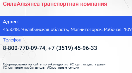 СилаАльянса транспортная компания - визитка