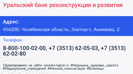 Уральский банк реконструкции и развития - визитка