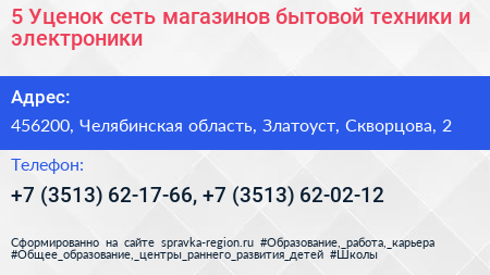 5 Уценок сеть магазинов бытовой техники и электроники - визитка