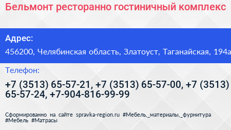 Бельмонт ресторанно гостиничный комплекс - визитка