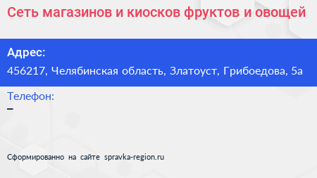 Сеть магазинов и киосков фруктов и овощей - визитка
