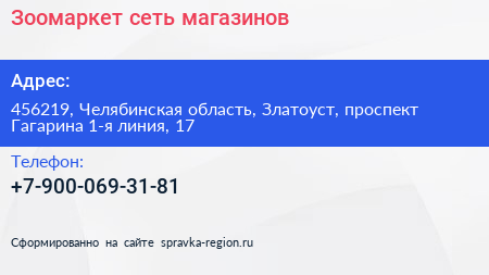 Зоомаркет сеть магазинов - визитка