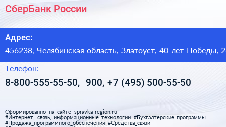 СберБанк России - визитка