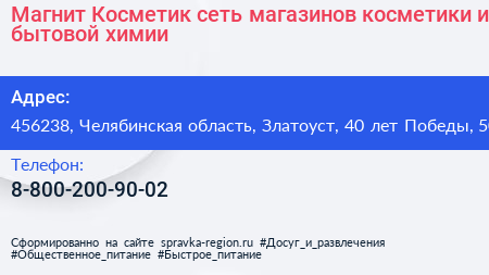 Магнит Косметик сеть магазинов косметики и бытовой химии - визитка