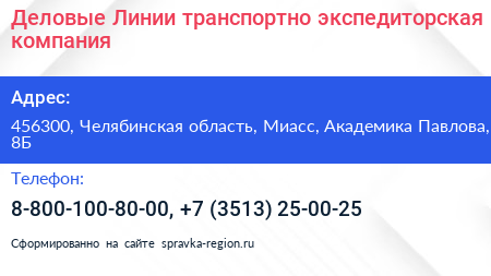 Деловые Линии транспортно экспедиторская компания - визитка