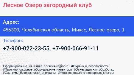 Лесное Озеро загородный клуб - визитка