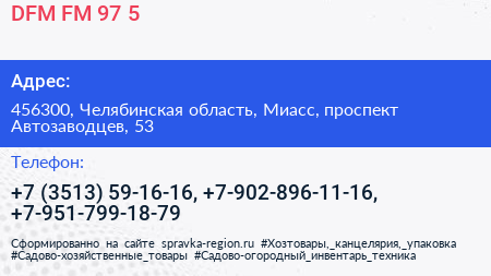 DFM FM 97 5 - визитка