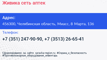 Живика сеть аптек - визитка