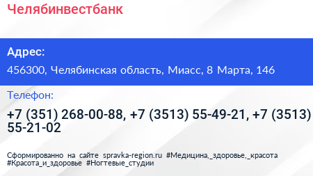 Челябинвестбанк - визитка
