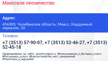 Миасское лесничество - визитка