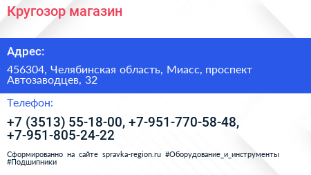 Кругозор магазин - визитка