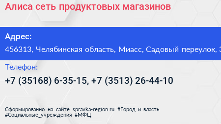 Алиса сеть продуктовых магазинов - визитка