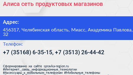 Алиса сеть продуктовых магазинов - визитка