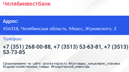 Челябинвестбанк - визитка