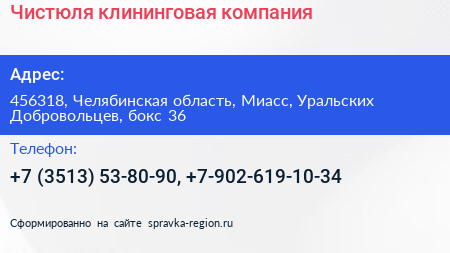 Чистюля клининговая компания - визитка