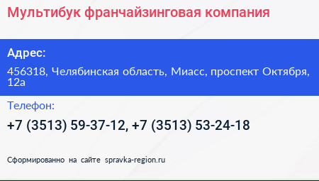 Мультибук франчайзинговая компания - визитка