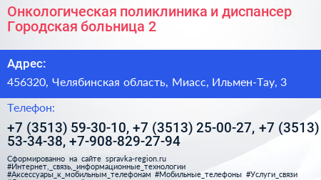 Онкологическая поликлиника и диспансер Городская больница 2 - визитка