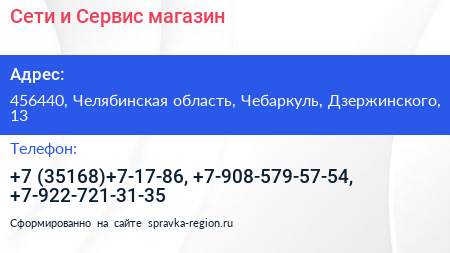 Сети и Сервис магазин - визитка