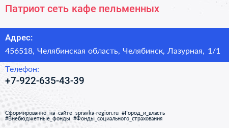 Нажмите, чтобы скачать визитку Патриот сеть кафе пельменных - визитка