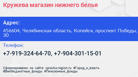 Кружева магазин нижнего белья - визитка
