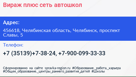 Вираж плюс сеть автошкол - визитка