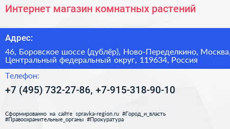 Интернет магазин комнатных растений - визитка