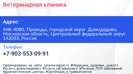 Ветеринарная клиника - визитка