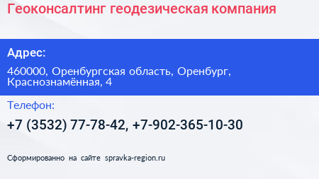 Геоконсалтинг геодезическая компания - визитка