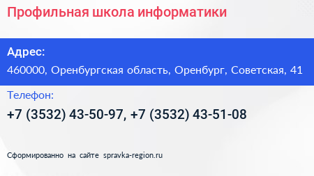 Профильная школа информатики - визитка