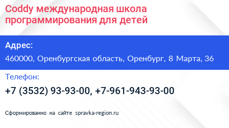 Coddy международная школа программирования для детей - визитка