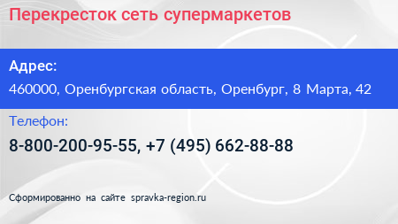 Перекресток сеть супермаркетов - визитка