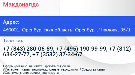 Макдоналдс - визитка